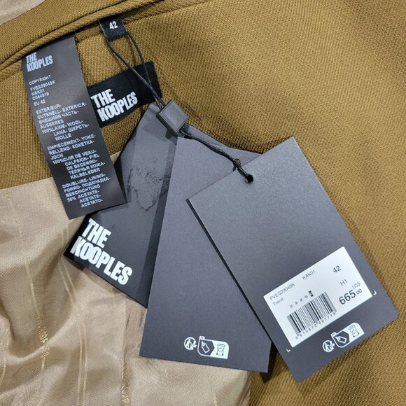 The Kooples Wool Leather Suit Jacket FR 42 US 10 NWT - Picture 13 of 14